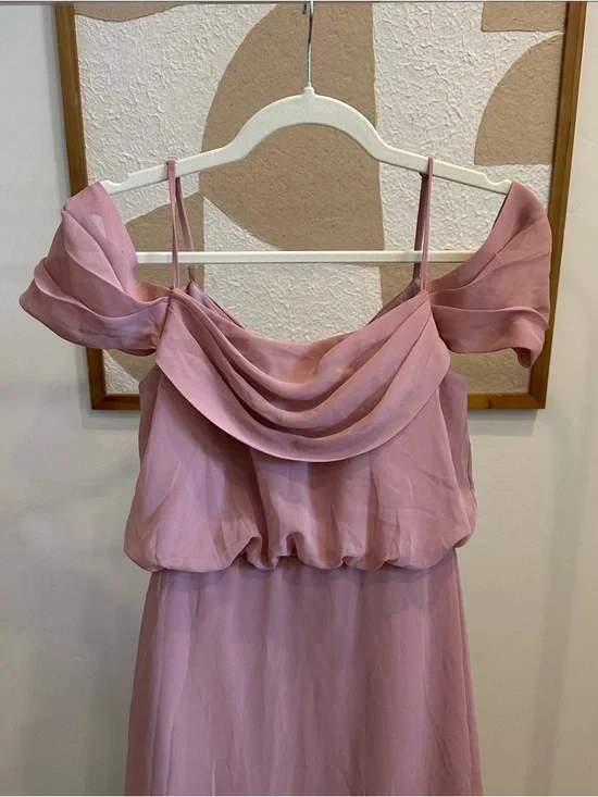 Off-Shoulder Dusty Rose Maxi Dress - Picture 2 of 3